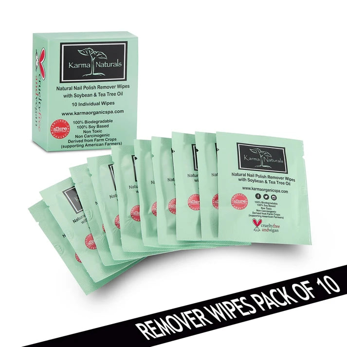 Karma Naturals Tea Tree Oil Nail Polish Remover Wipes bundle
