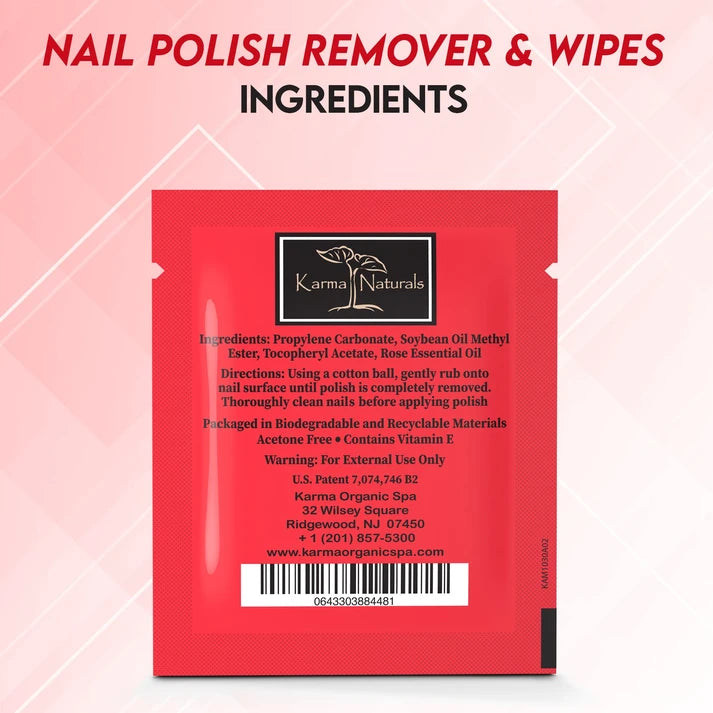 Karma Naturals Halal Nail Polish Remover Wipes with Rose Oil