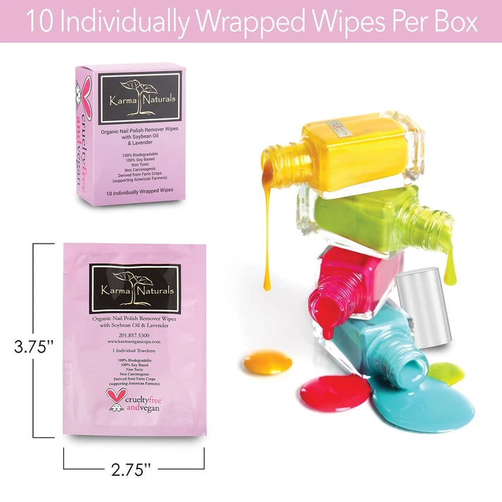 Karma Naturals Nail Polish Remover Wipes with Lavender Oil